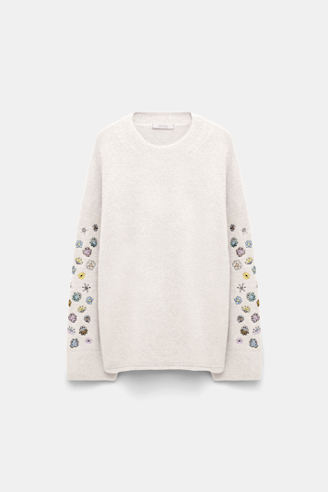 Dorothee Schumacher Alpaca-blend pullover with embroidery camellia white