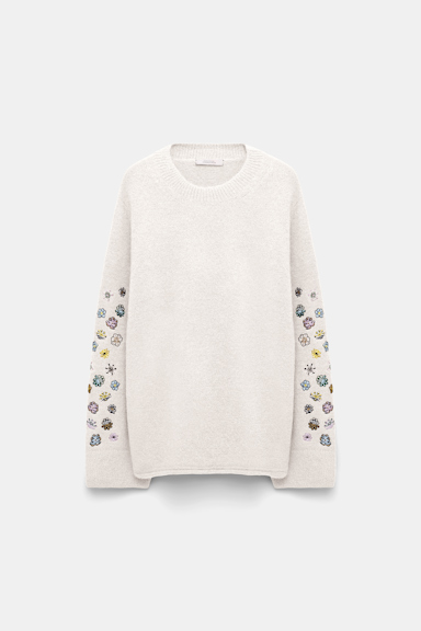 Dorothee Schumacher Pullover aus Alpaka-Mix mit Embroidery marshmellow white