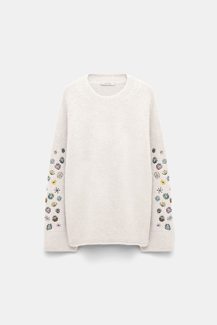 Dorothee Schumacher Alpaca-blend pullover with embroidery camellia white