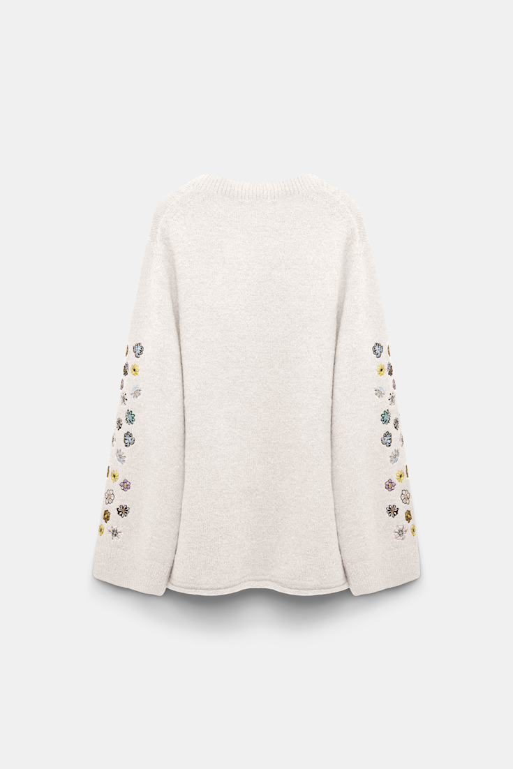 Dorothee Schumacher Alpaca-blend pullover with embroidery camellia white