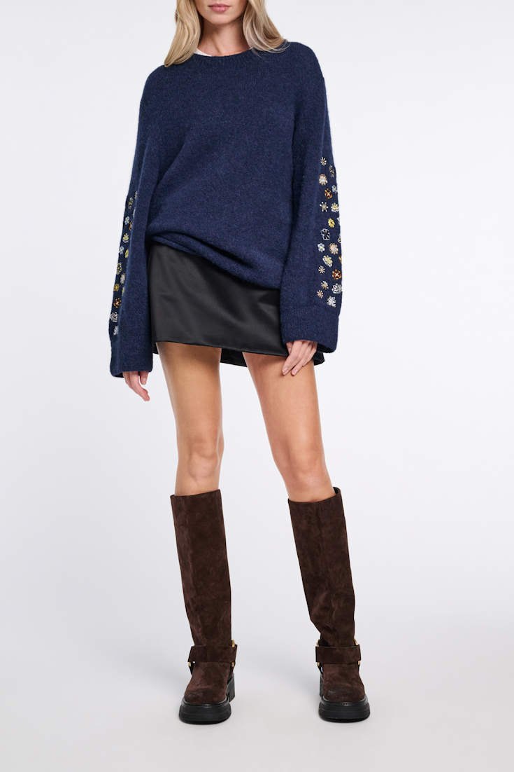 Dorothee Schumacher Alpaca-blend pullover with embroidery midnight