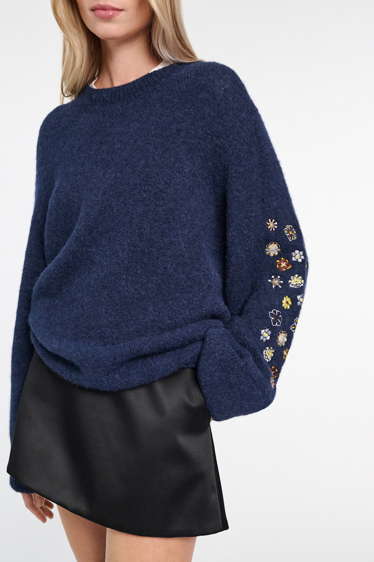 Dorothee Schumacher Alpaca-blend pullover with embroidery midnight