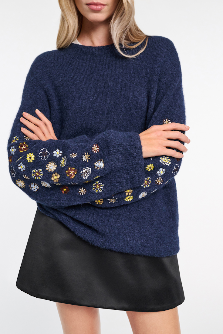 Dorothee Schumacher Alpaca-blend pullover with embroidery midnight