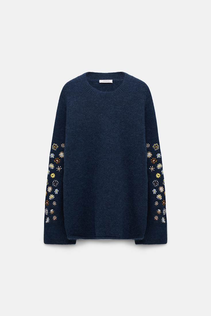Dorothee Schumacher Alpaca-blend pullover with embroidery midnight