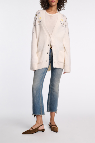Dorothee Schumacher Alpaca-blend cardigan with embroidery camellia white