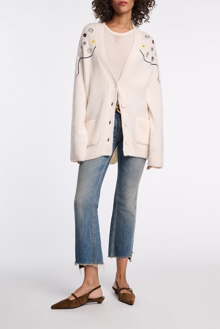 Dorothee Schumacher Alpaca-blend cardigan with embroidery camellia white