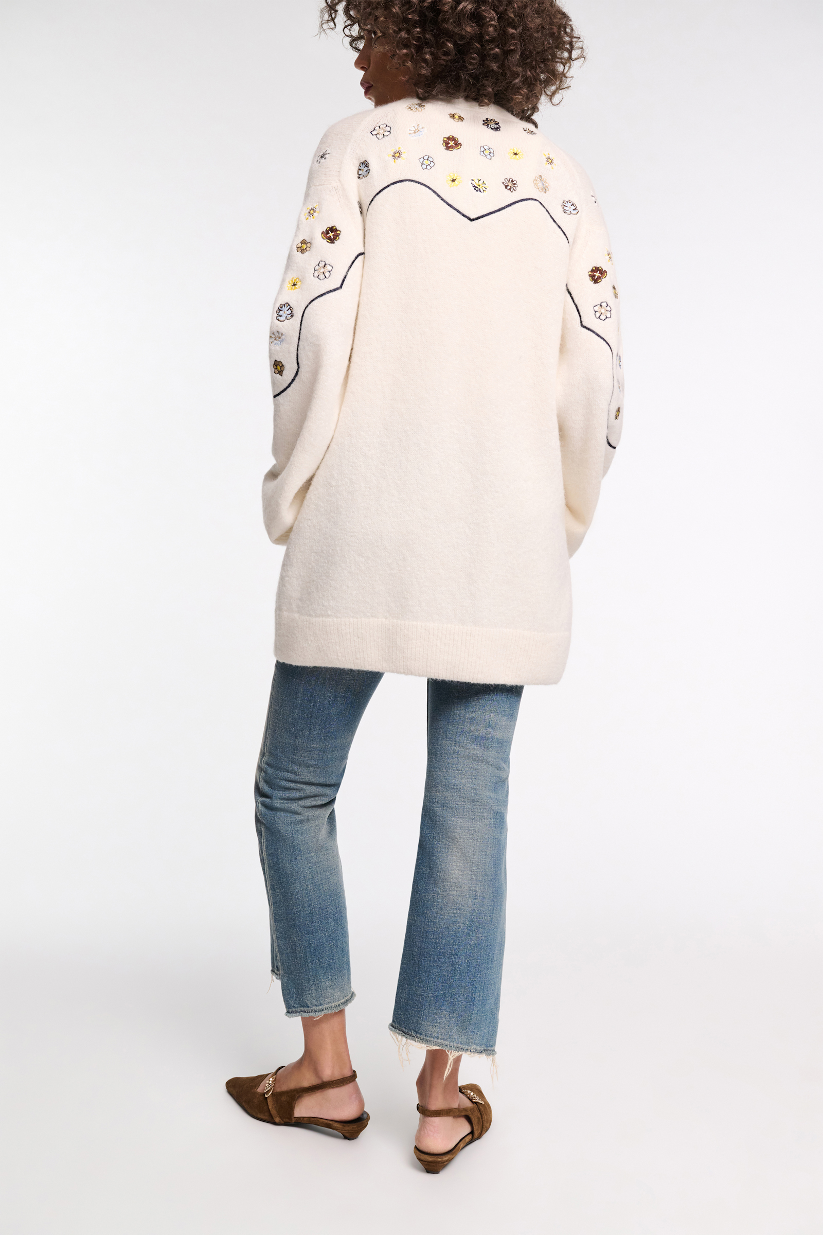 Dorothee Schumacher Alpaca-blend cardigan with embroidery camellia white