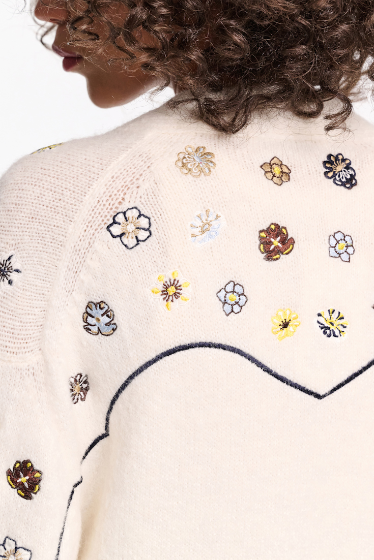Dorothee Schumacher Alpaca-blend cardigan with embroidery camellia white