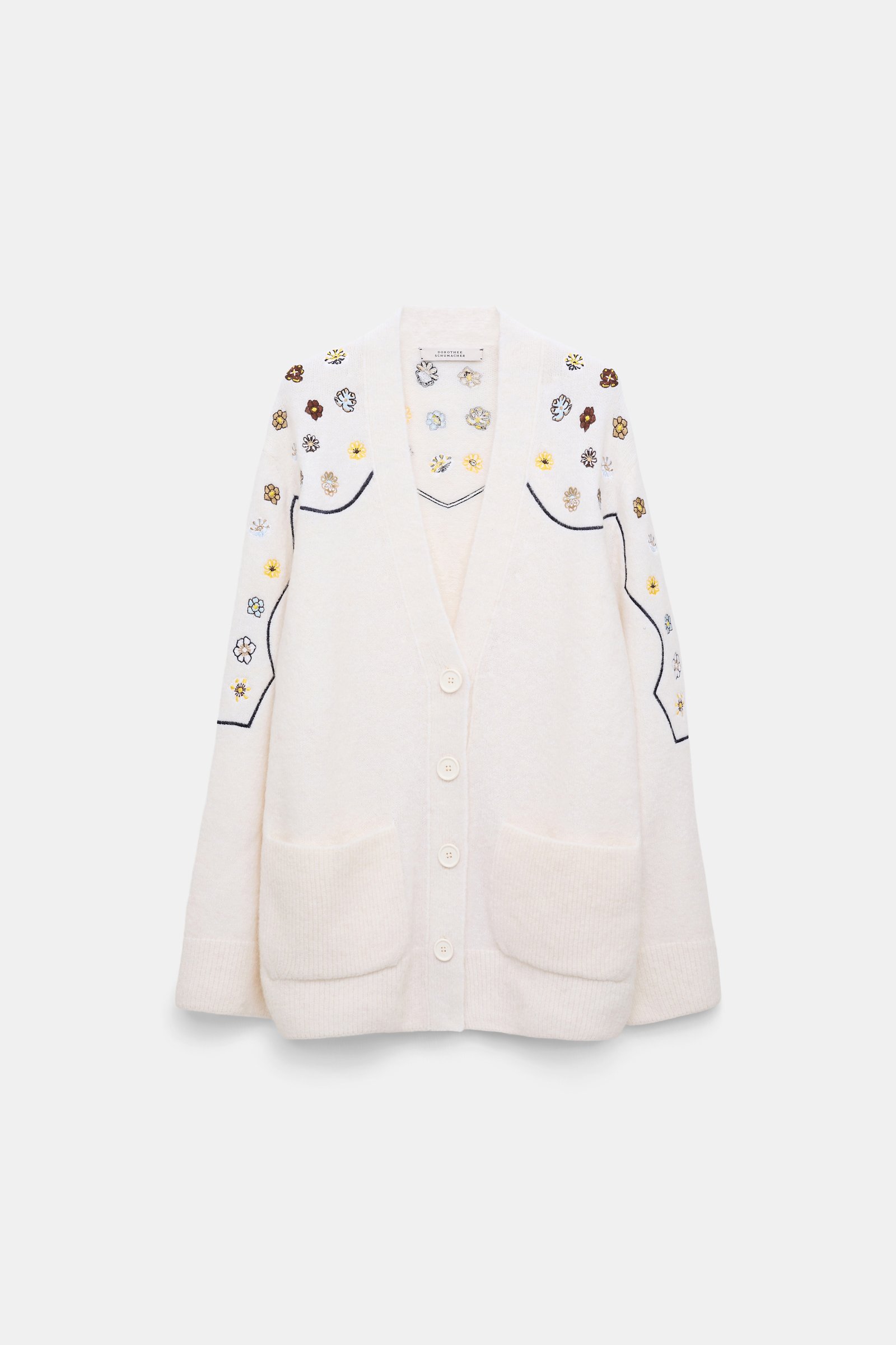 Dorothee Schumacher Alpaca-blend cardigan with embroidery camellia white