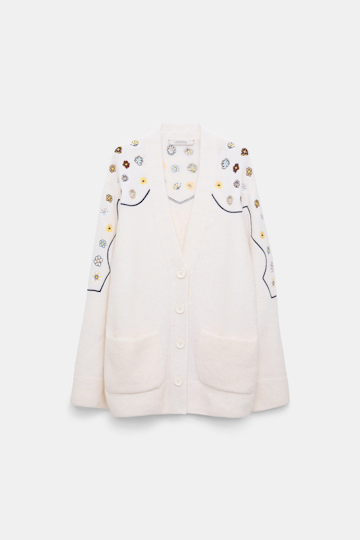 Dorothee Schumacher Alpaca-blend cardigan with embroidery camellia white