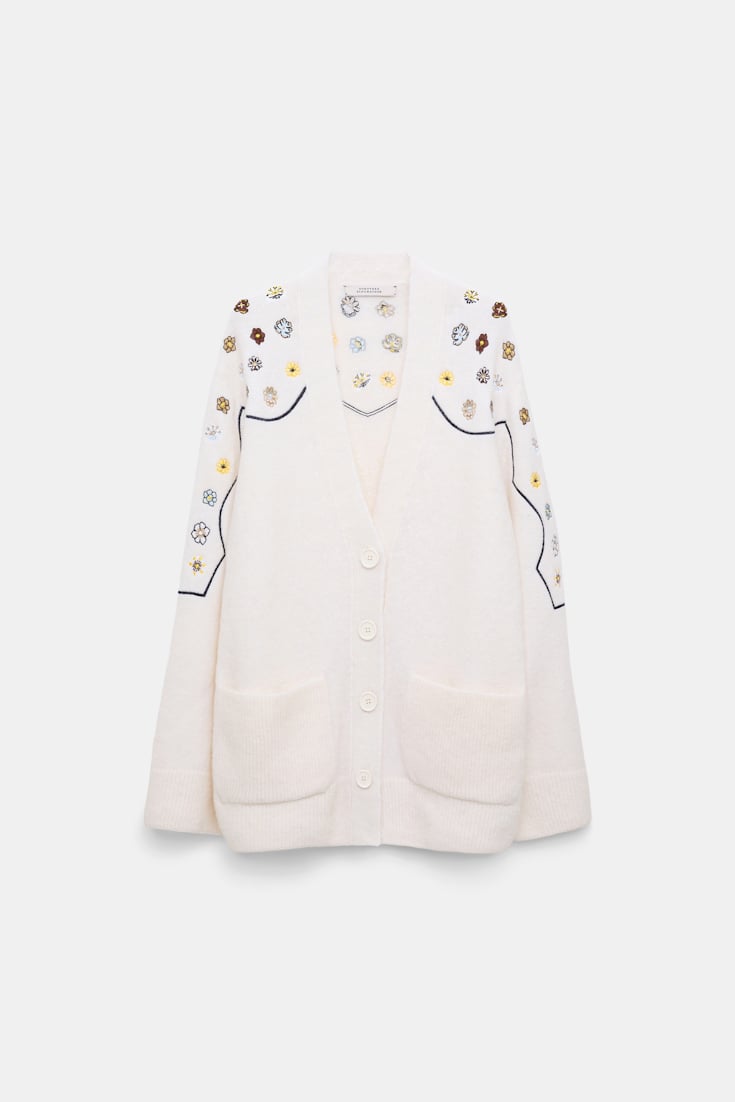 Dorothee Schumacher Alpaca-blend cardigan with embroidery camellia white