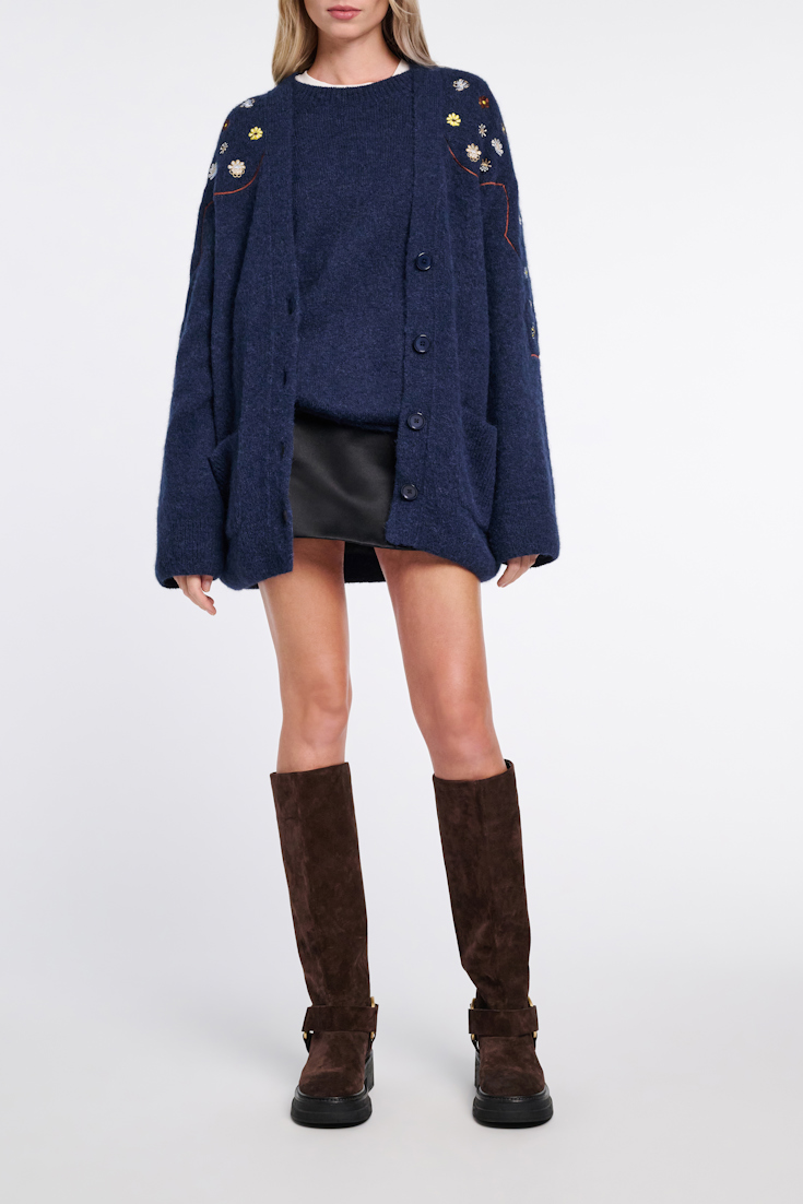 Dorothee Schumacher Cardigan aus Alpaka-Mix mit Embroidery midnight