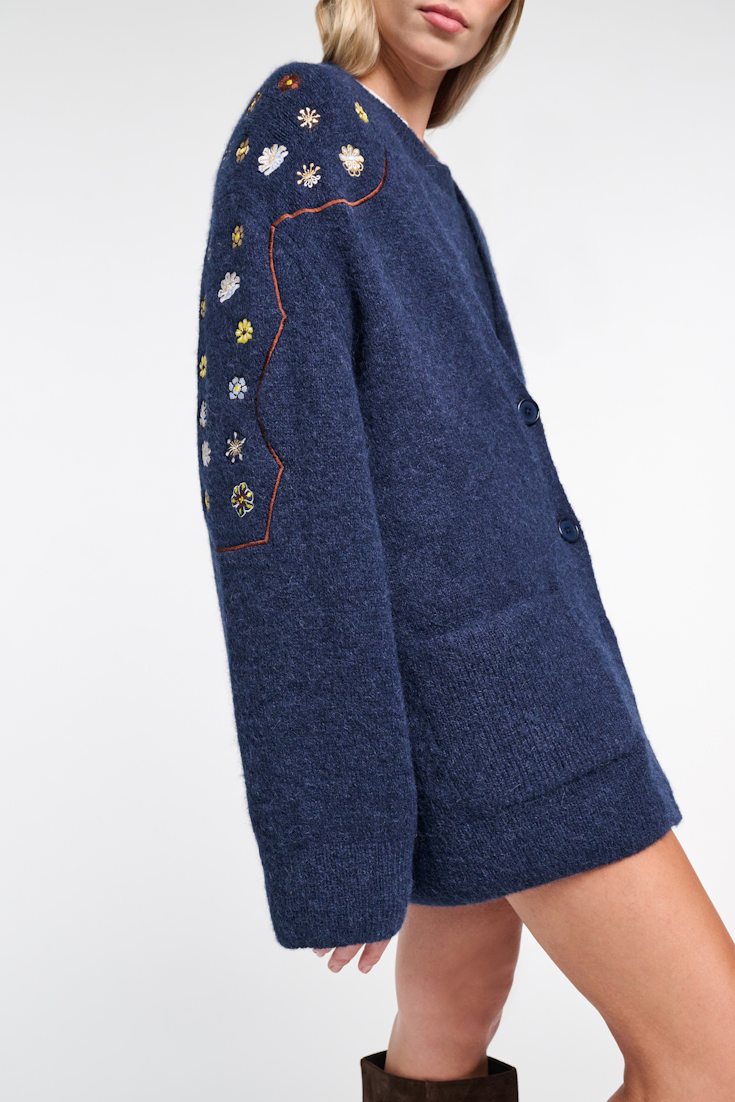 Dorothee Schumacher Cardigan aus Alpaka-Mix mit Embroidery midnight