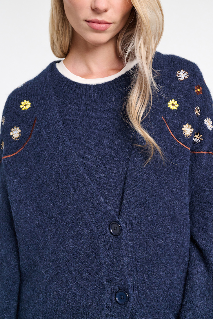 Dorothee Schumacher Cardigan aus Alpaka-Mix mit Embroidery midnight