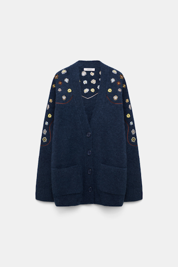 Dorothee Schumacher Alpaca-blend cardigan with embroidery midnight