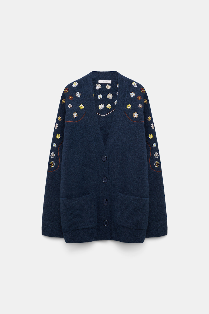 Dorothee Schumacher Cardigan aus Alpaka-Mix mit Embroidery midnight