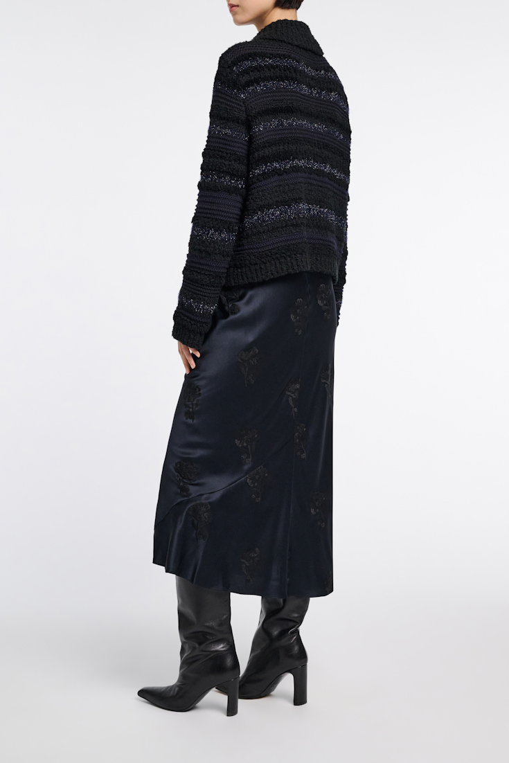 Dorothee Schumacher Gestreifter Cardigan aus Garnmix midnight sky tweed