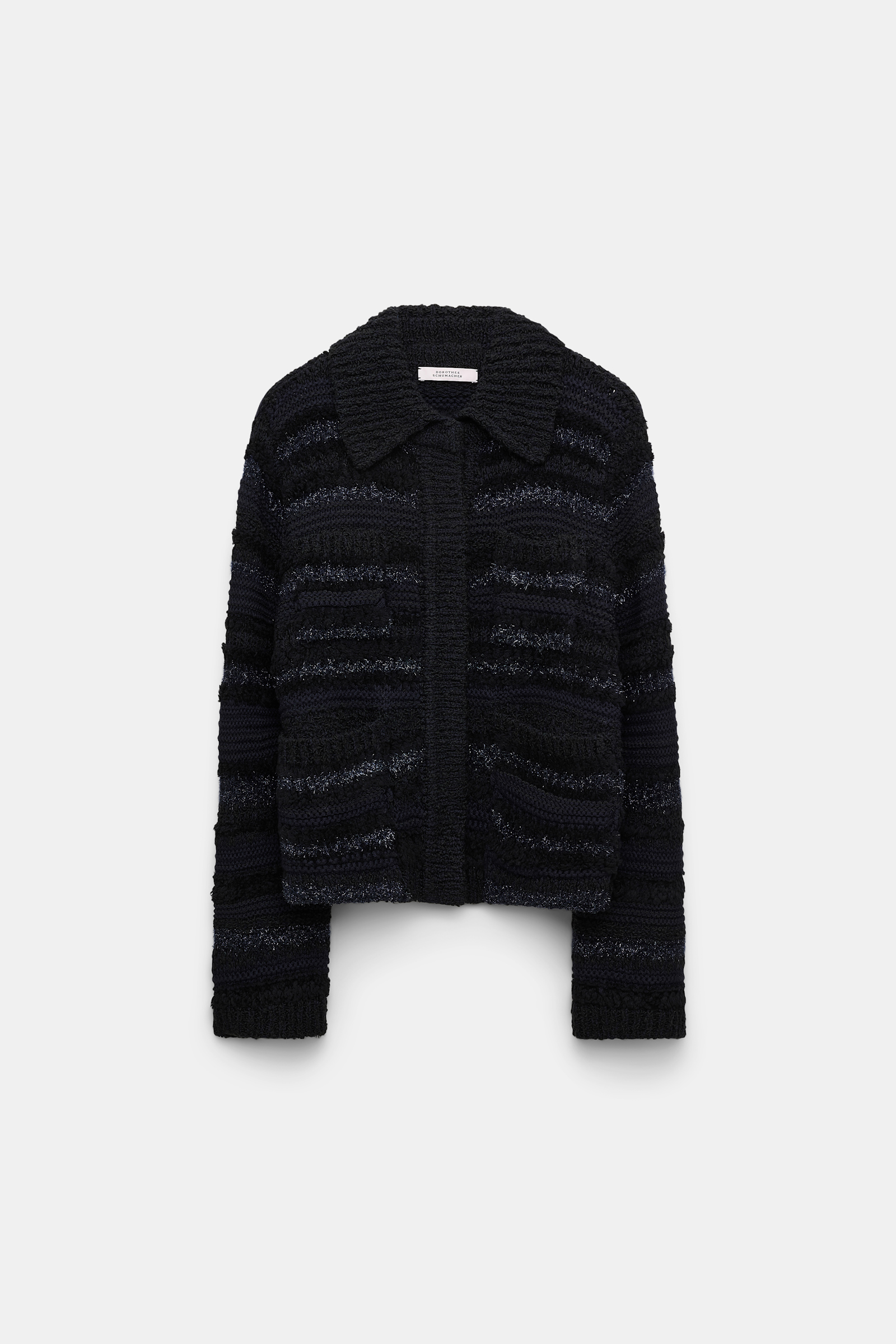 Dorothee Schumacher Gestreifter Cardigan aus Garnmix midnight sky tweed