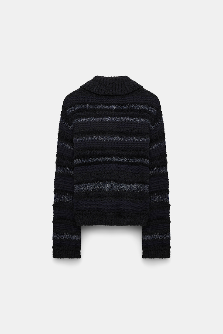 Dorothee Schumacher Gestreifter Cardigan aus Garnmix midnight sky tweed