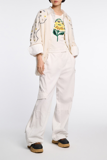 Dorothee Schumacher Fine rib tank top with flower embroidery light yellow