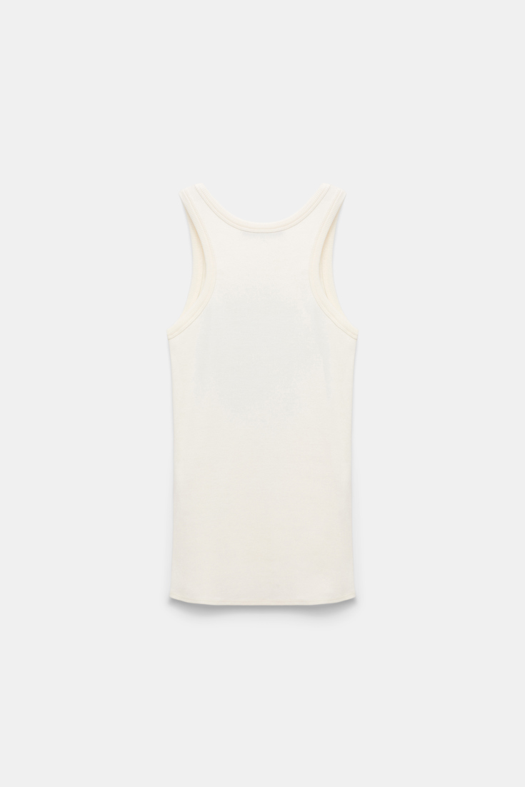 Dorothee Schumacher Fine rib tank top with flower embroidery light blue