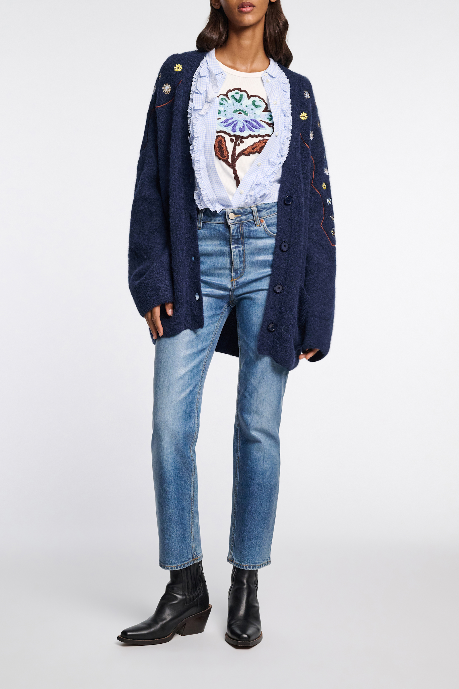 Dorothee Schumacher Fine rib T-shirt with flower embroidery embroidered  flower