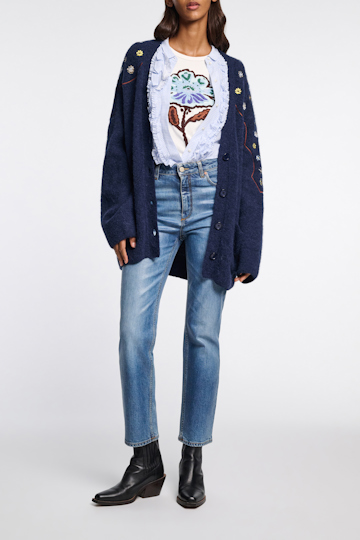 Dorothee Schumacher Fine rib T-shirt with flower embroidery embroidered  flower
