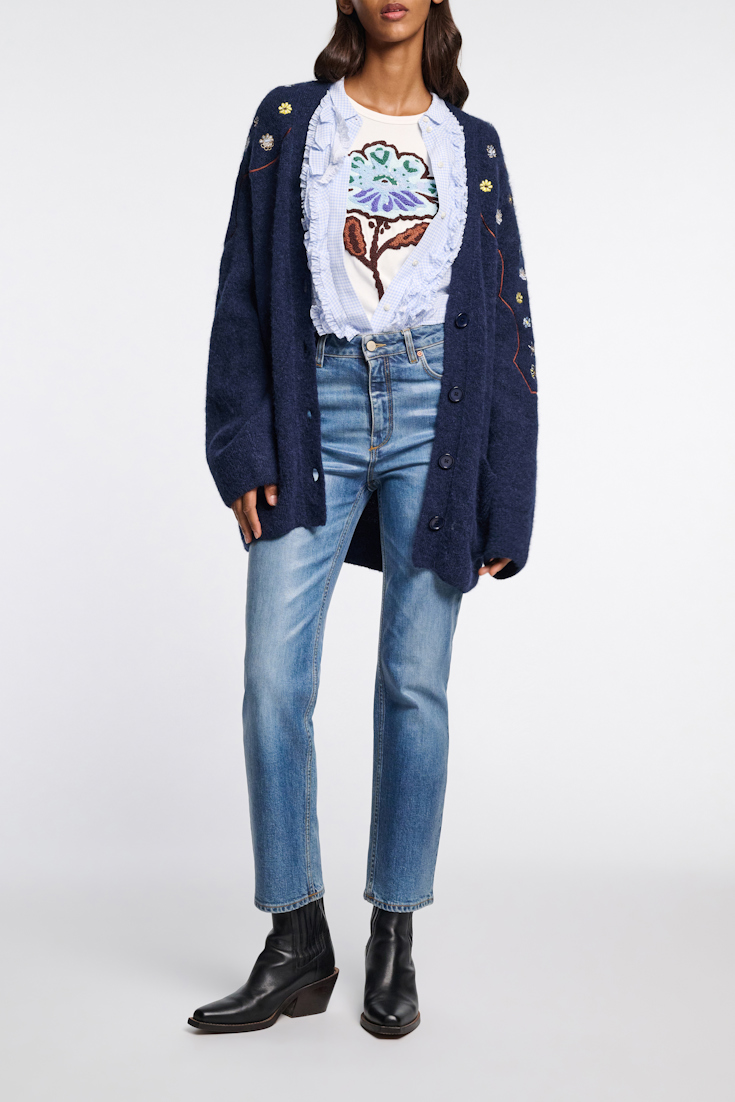 Dorothee Schumacher Fine rib T-shirt with flower embroidery embroidered  flower