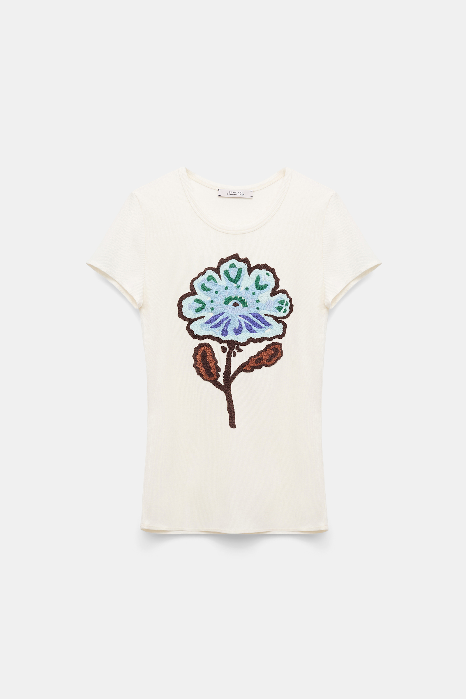 Dorothee Schumacher Fine rib T-shirt with flower embroidery embroidered  flower