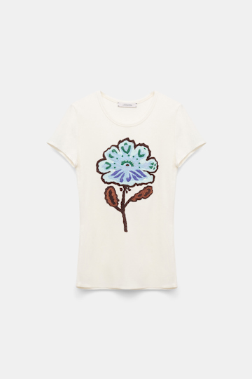 Dorothee Schumacher Fine rib T-shirt with flower embroidery embroidered  flower