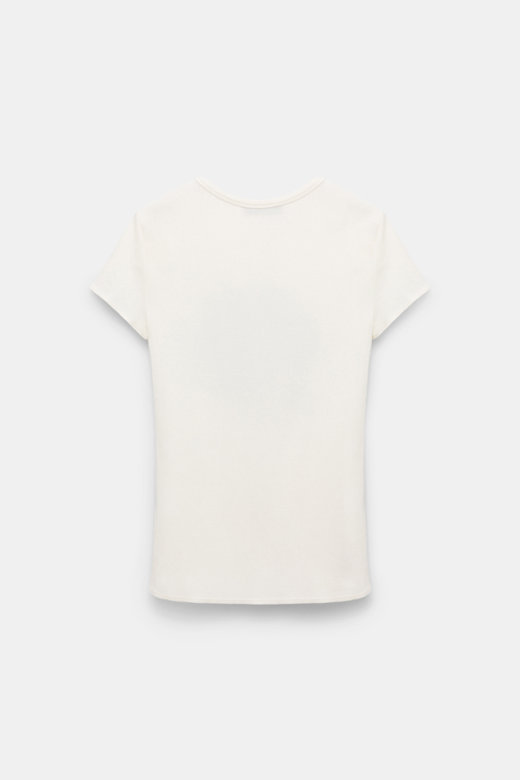 Dorothee Schumacher Geripptes Shirt mit  Blumenstickerei light yellow