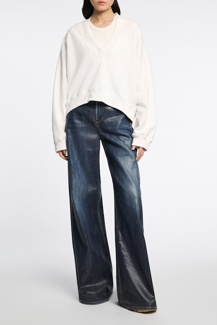 Dorothee Schumacher Heavy cotton oversized sweatshirt with embroidery white blue