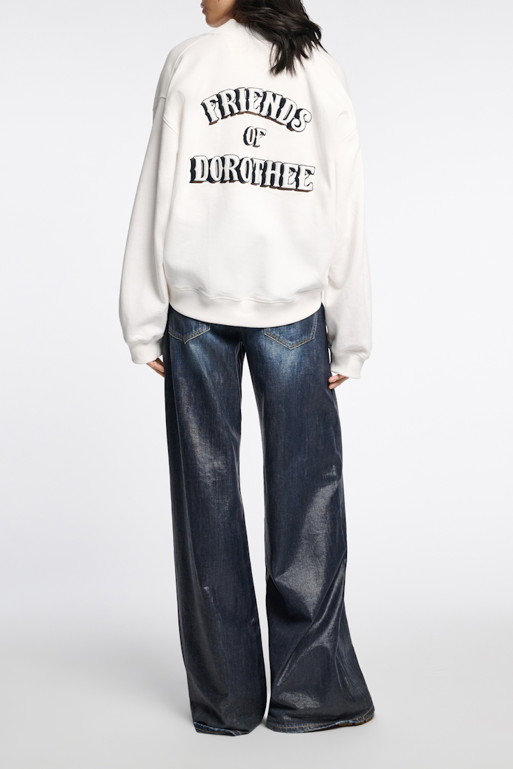 Dorothee Schumacher Heavy cotton oversized sweatshirt with embroidery white blue