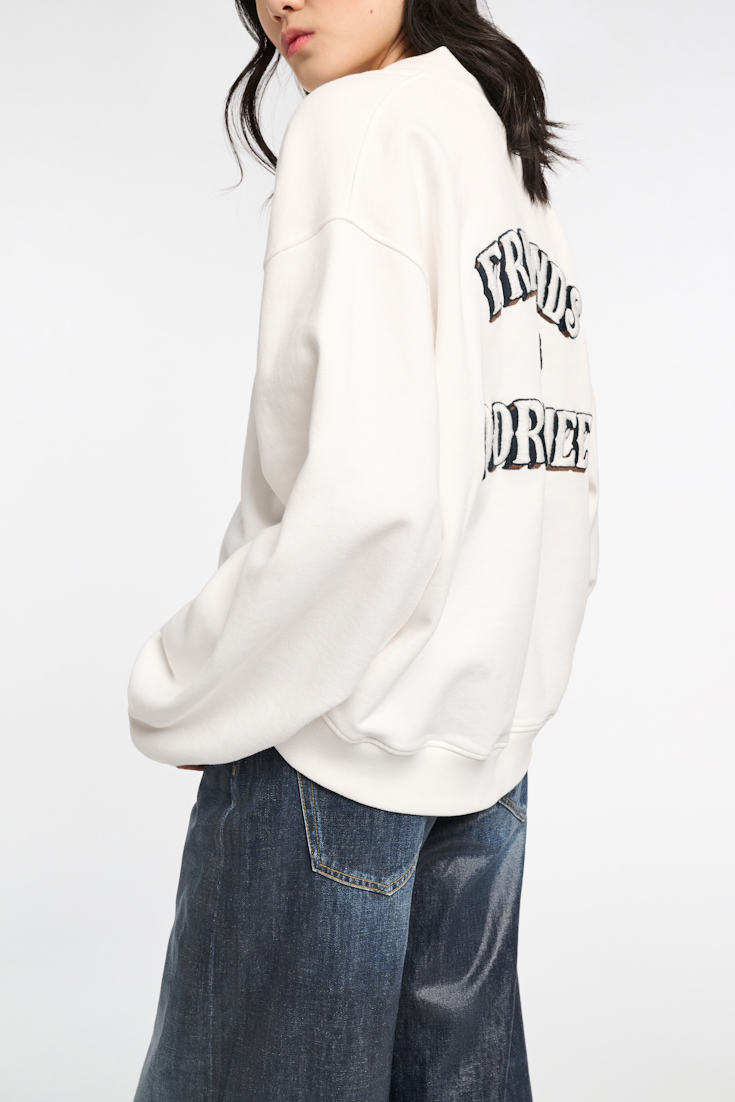 Dorothee Schumacher Heavy cotton oversized sweatshirt with embroidery white blue