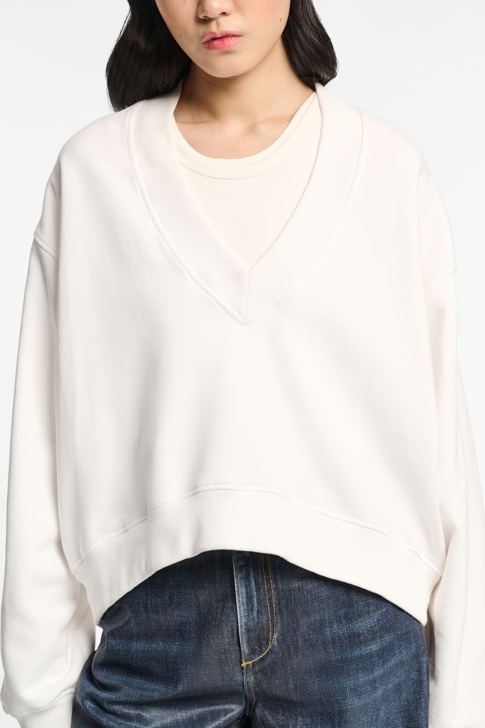 Dorothee Schumacher Heavy cotton oversized sweatshirt with embroidery white blue
