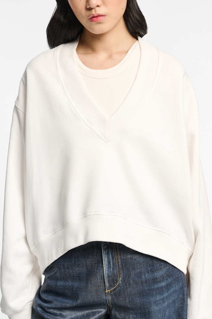 Dorothee Schumacher Heavy cotton oversized sweatshirt with embroidery white blue