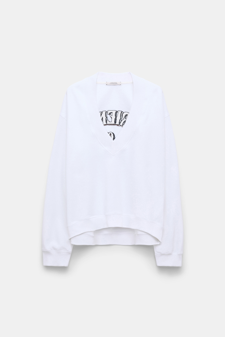 Dorothee Schumacher Heavy cotton oversized sweatshirt with embroidery white blue