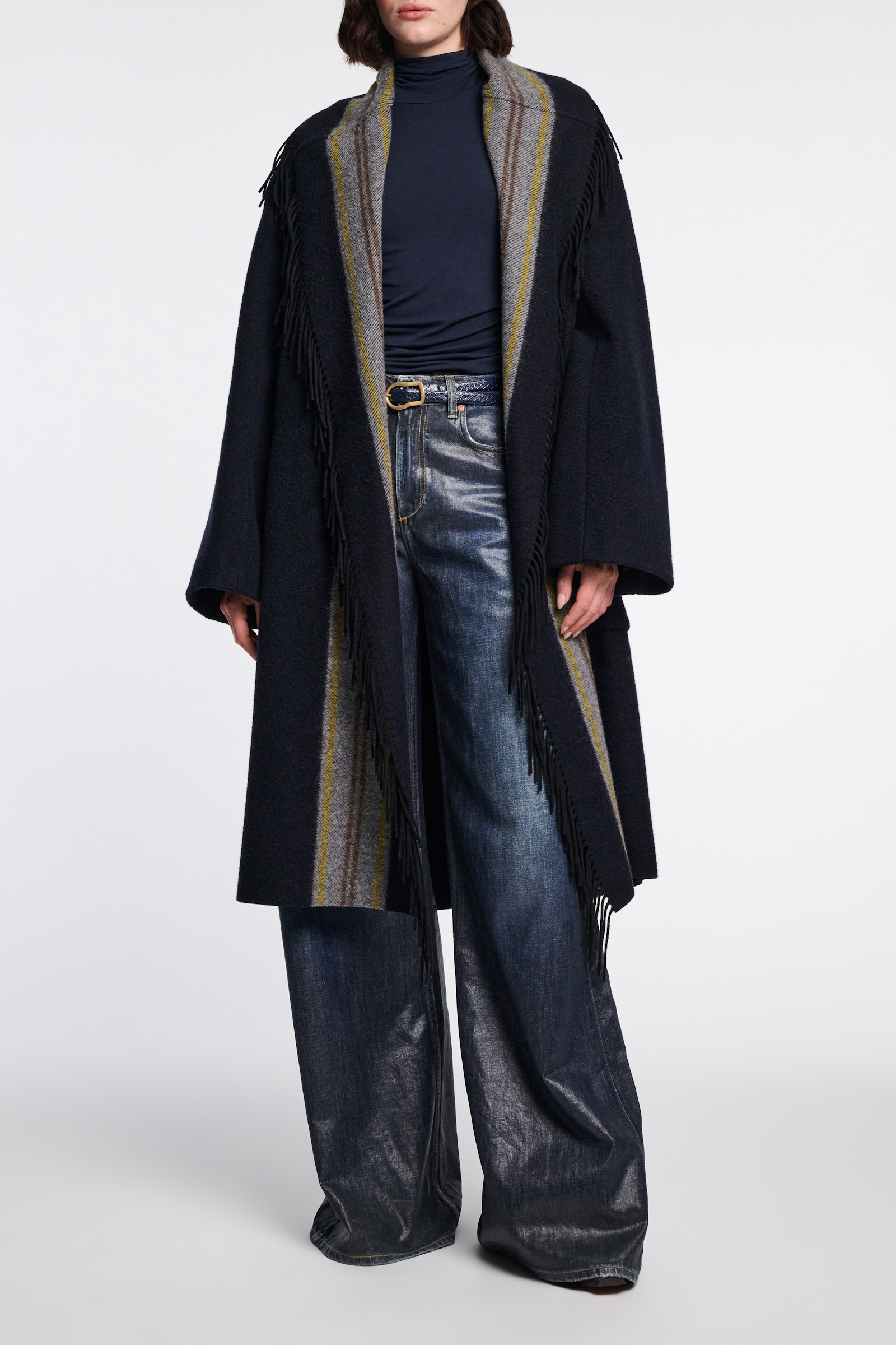 Dorothee Schumacher Rollkragenshirt mit Drapierungen dark navy