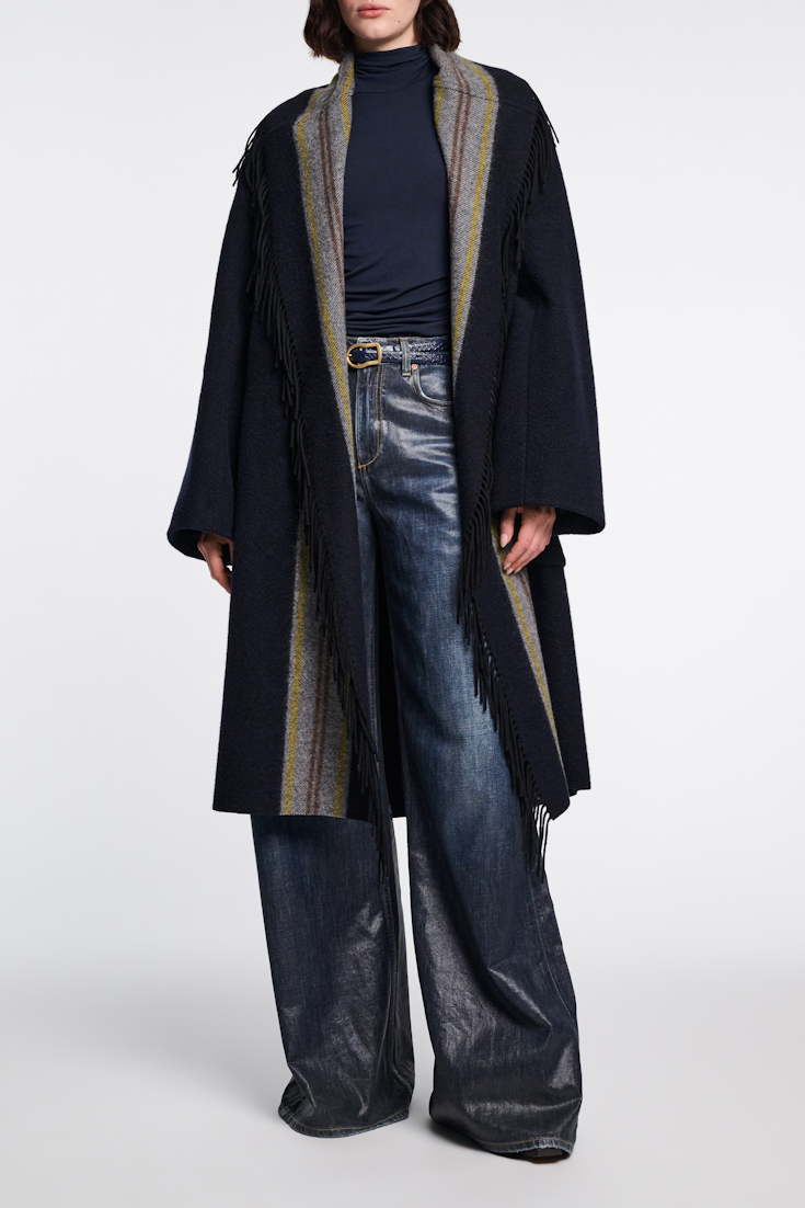 Dorothee Schumacher Rollkragenshirt mit Drapierungen dark navy