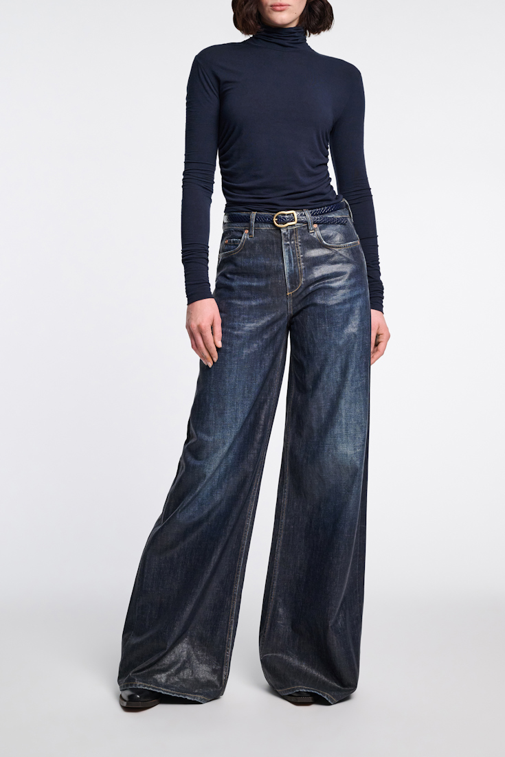 Dorothee Schumacher Rollkragenshirt mit Drapierungen dark navy