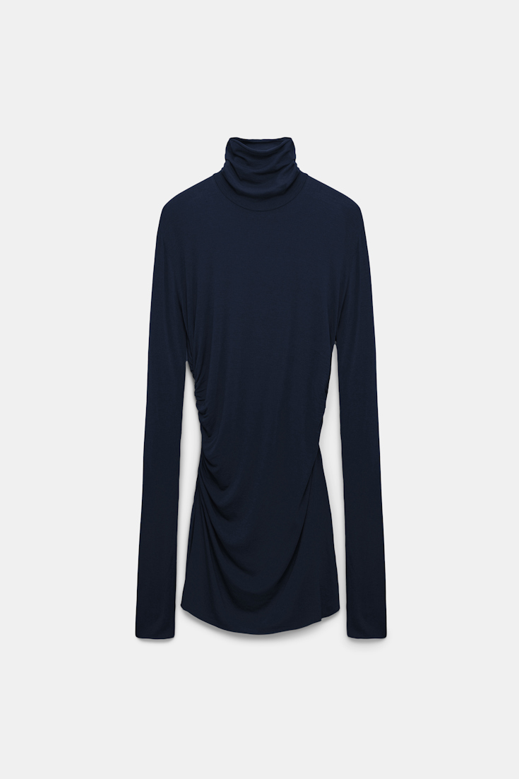 Dorothee Schumacher Rollkragenshirt mit Drapierungen dark navy