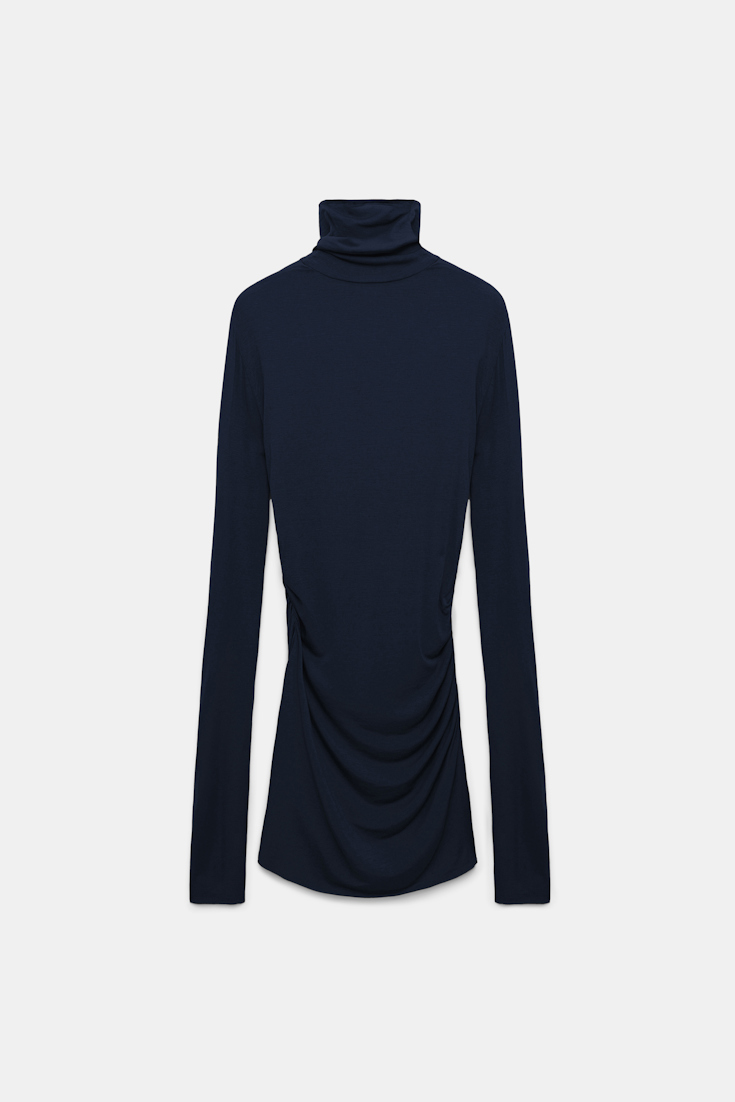 Dorothee Schumacher Rollkragenshirt mit Drapierungen dark navy