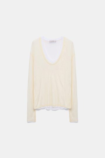 Dorothee Schumacher Langarmshirt mit zwei Layers light lemon