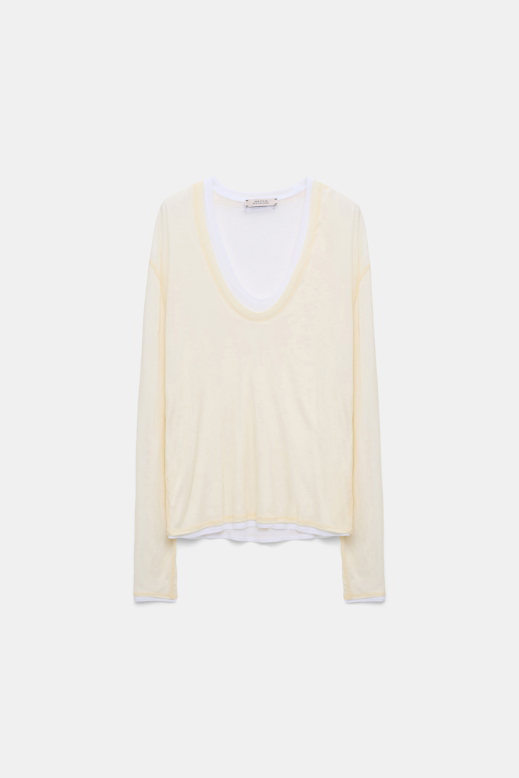 Dorothee Schumacher Double layer V-neck top light lemon