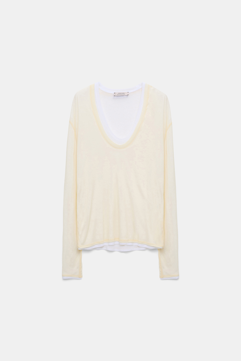 Dorothee Schumacher Double Layer V-neck Top In Yellow