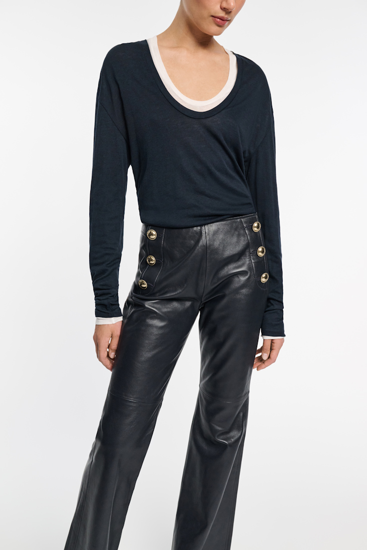 Dorothee Schumacher Double layer V-neck top dark navy