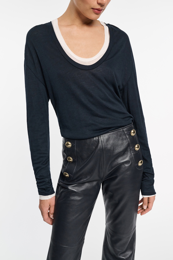 Dorothee Schumacher Double layer V-neck top dark navy
