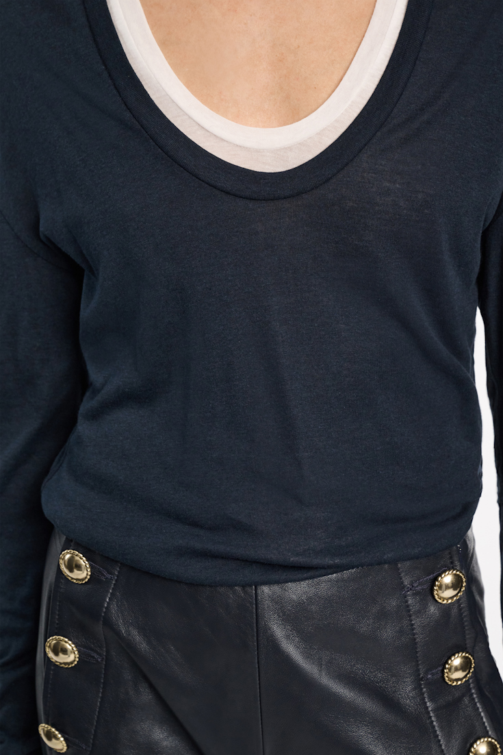 Dorothee Schumacher Double layer V-neck top dark navy