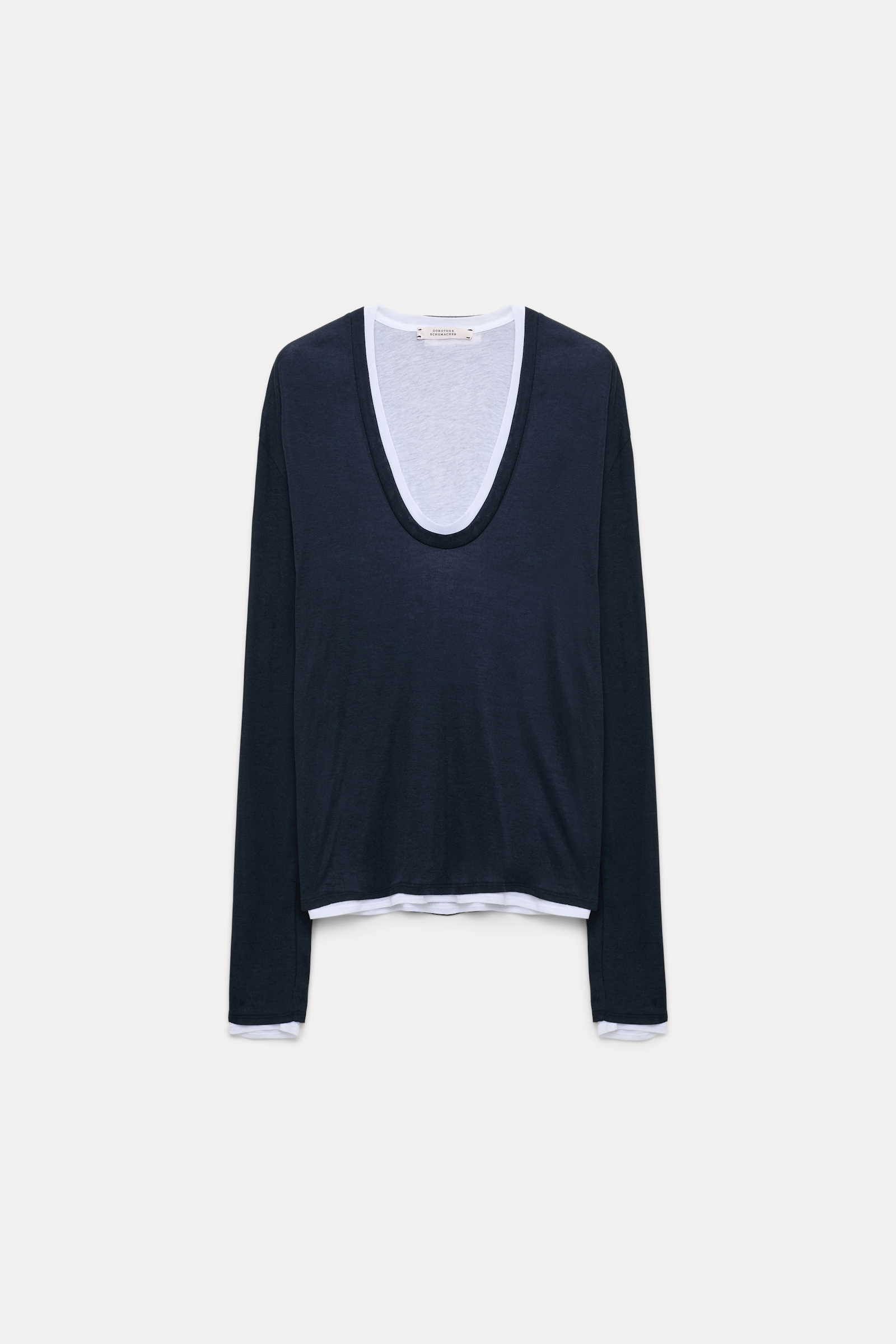 Dorothee Schumacher Double layer V-neck top dark navy