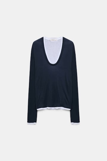 Dorothee Schumacher Double layer V-neck top dark navy